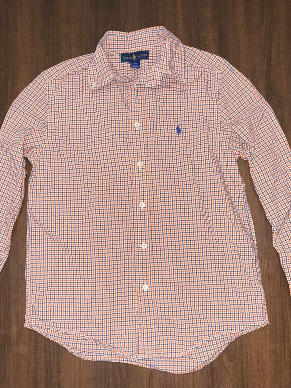 Ralph Lauren Boys' Orange & Blue Plaid Button-Down Shirt